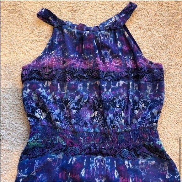 Chico’s Brooke Dress High Low Blue Purple Watercolor Print Chico's Size 0 - Picture 4 of 6